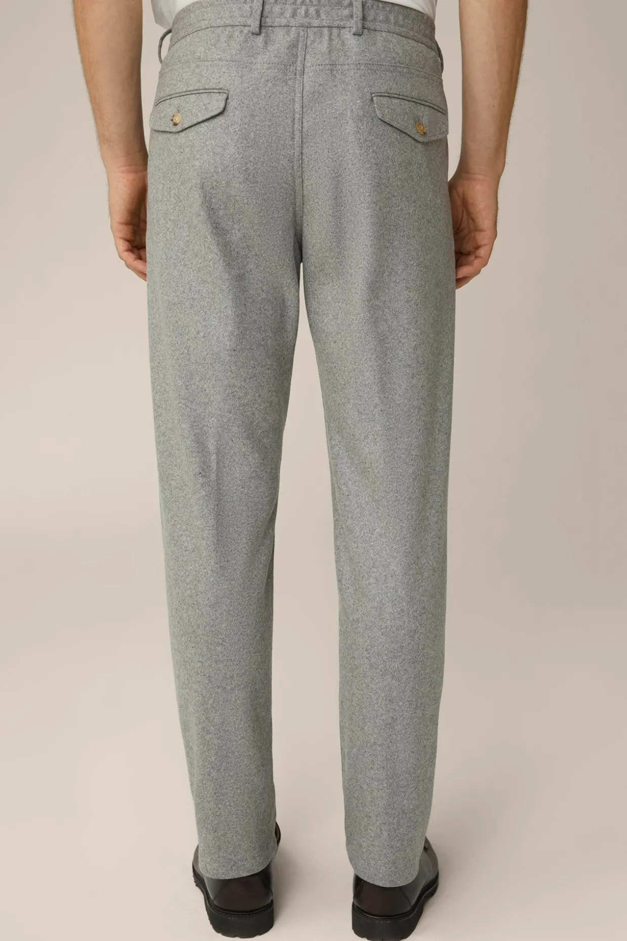 Cashmere-Baukasten-Hose Floro Mit Bundfalte In Grau Meliert