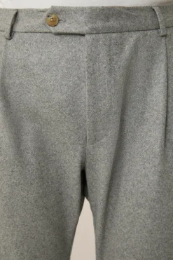 Cashmere-Baukasten-Hose Floro Mit Bundfalte In Grau Meliert