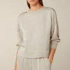 Crepe-Langarm-Bluse In
