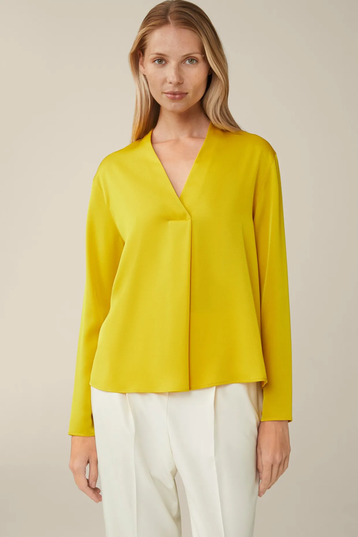 Crepe-Langarm-Bluse In