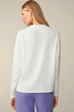 Crepe-Langarm-Bluse In