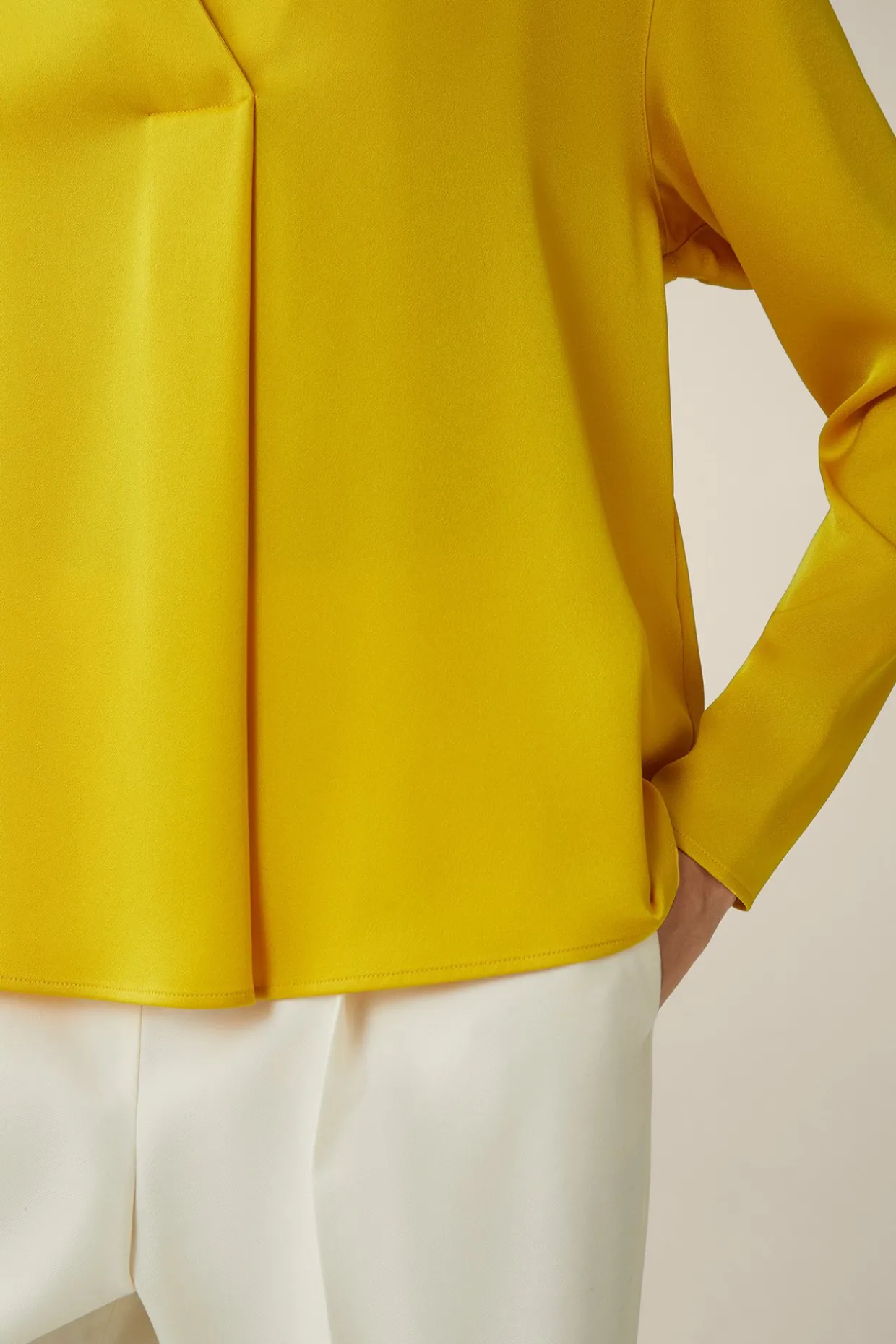 Crepe-Langarm-Bluse In