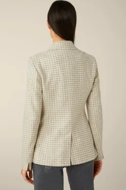 Jersey-Blazer In Beige-Ecru Gemustert