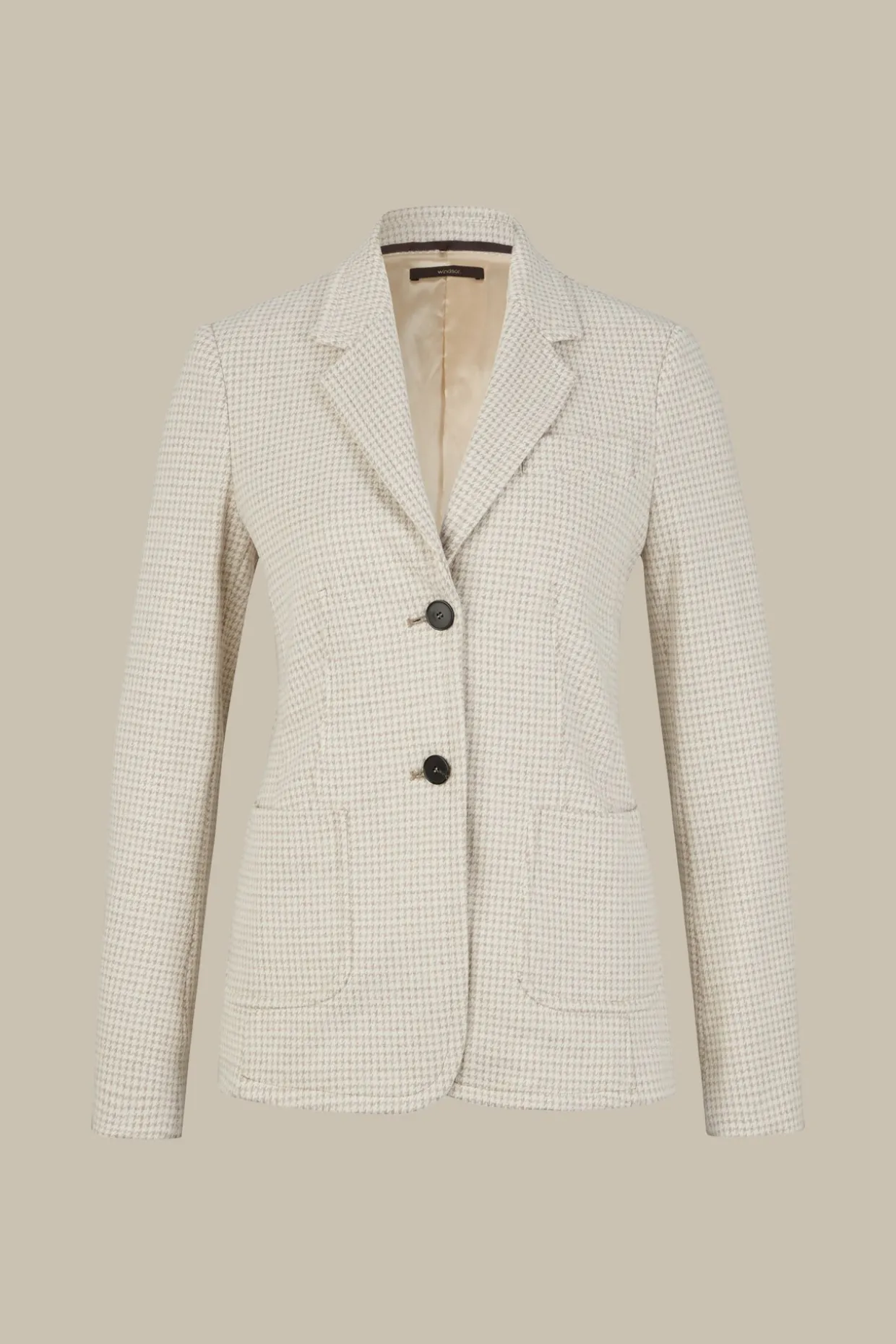 Jersey-Blazer In Beige-Ecru Gemustert
