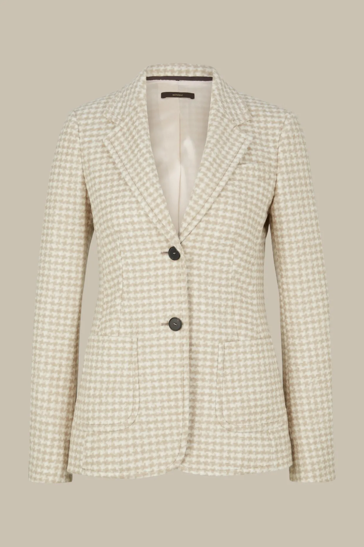 Jersey-Blazer In Beige-Ecru Gemustert