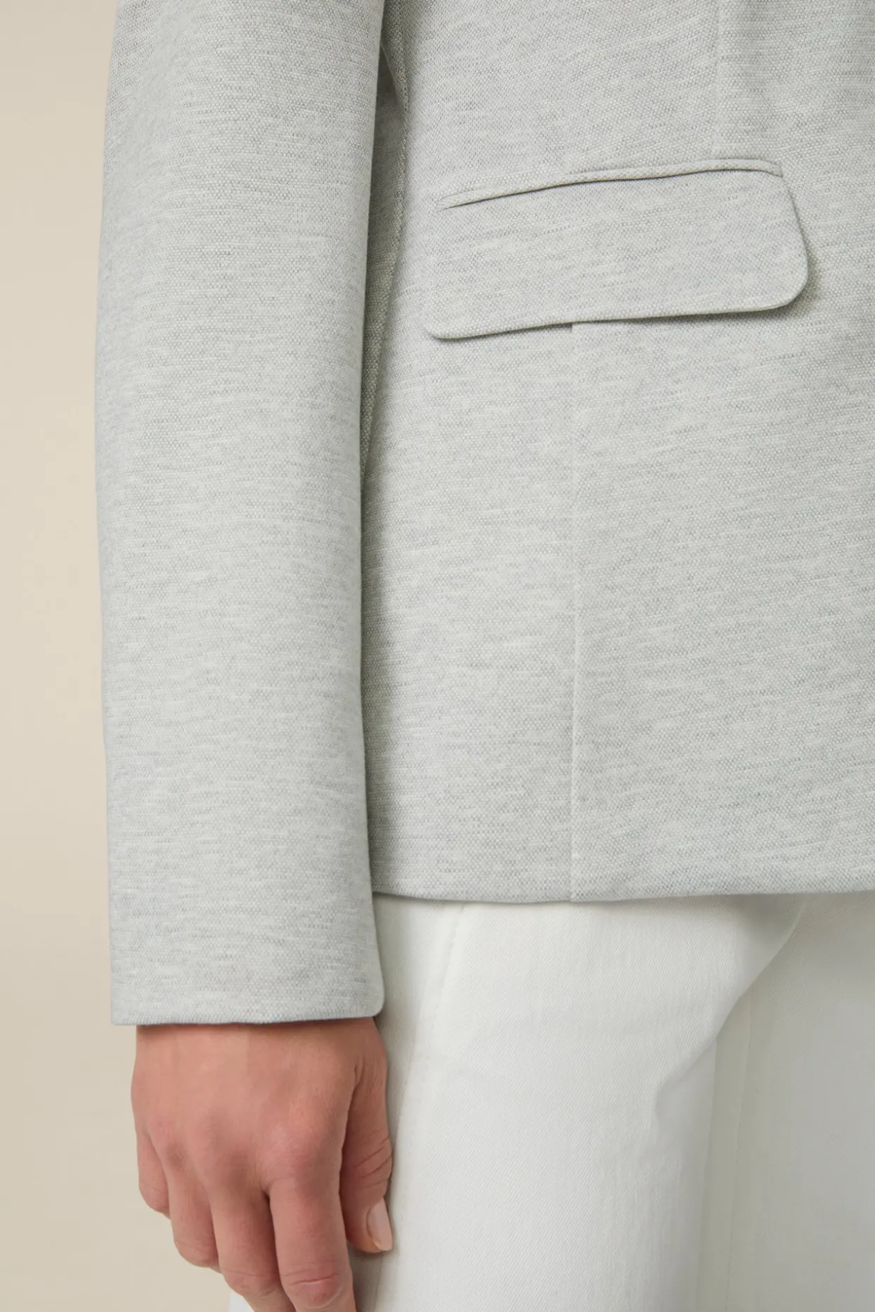 Jersey-Blazer In Hell Ecru Gemustert