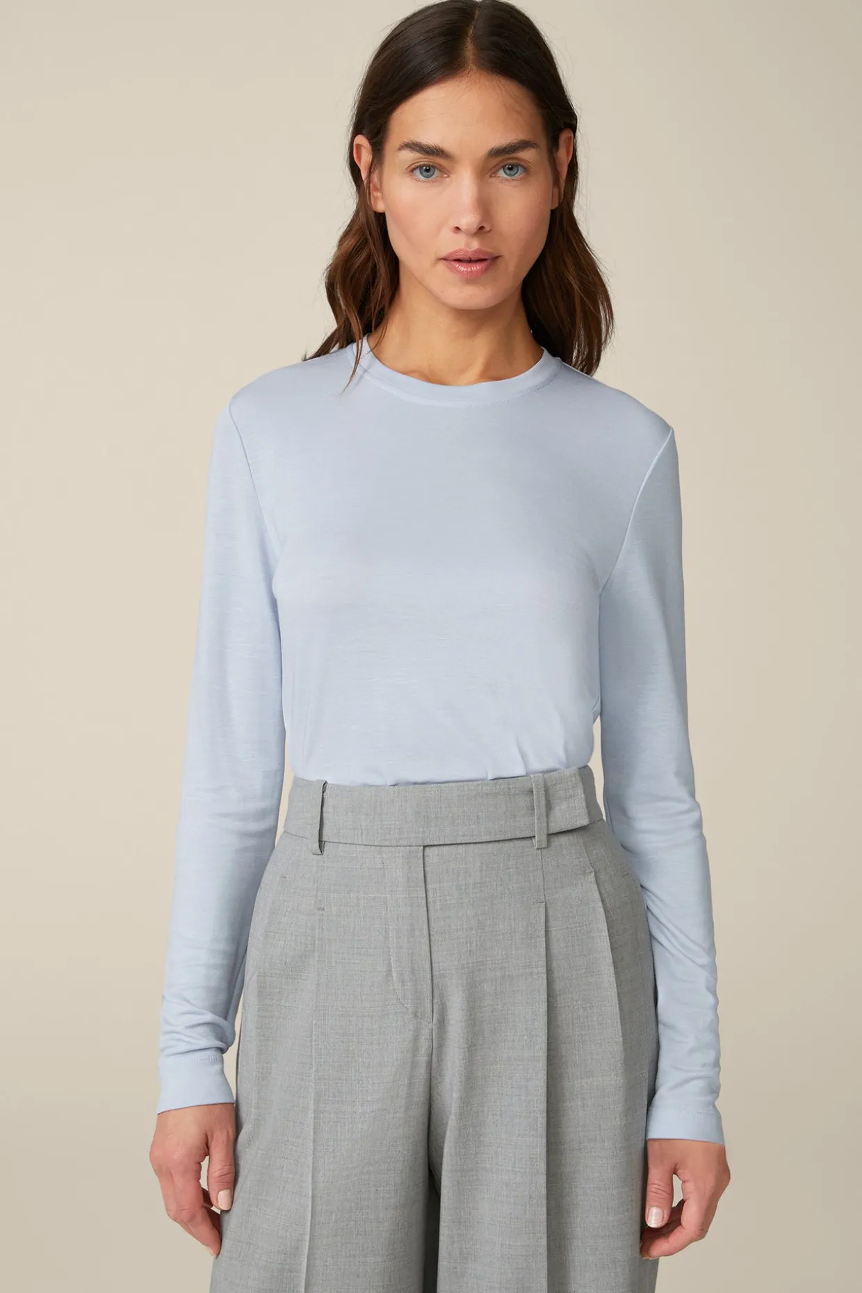 Jersey-Langarm-Shirt Aus Tencel In