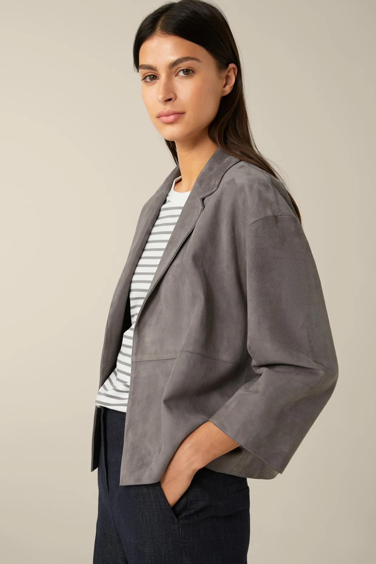 Lammvelours-Lederjacke In