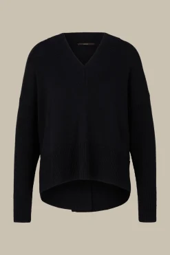 Merino-Strick-Pullover Mit V-Ausschnitt In