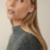 Mohair-Wollmix-Stehkragen-Pullover In