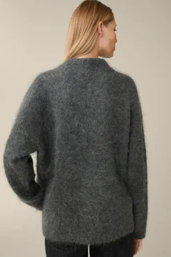 Mohair-Wollmix-Stehkragen-Pullover In