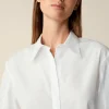 Popeline-Baumwoll-Hemd-Long-Bluse In