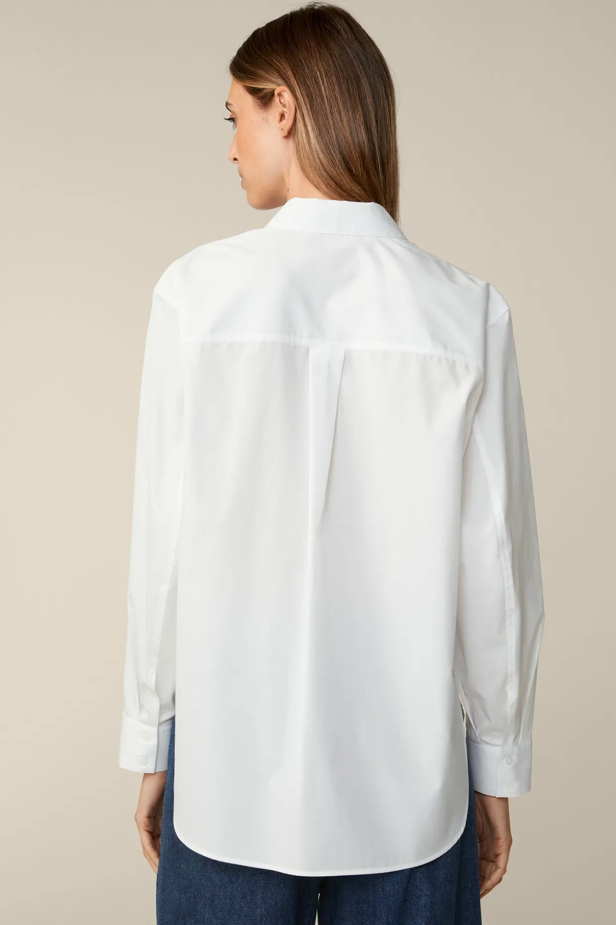 Popeline-Baumwoll-Hemd-Long-Bluse In