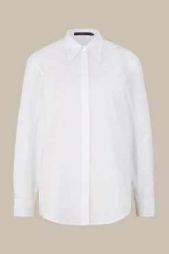 Popeline-Baumwoll-Hemd-Long-Bluse In