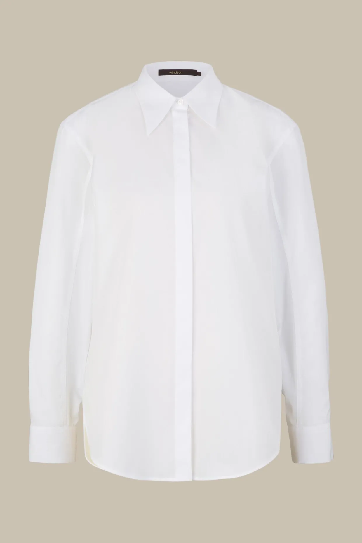 Popeline-Baumwoll-Hemd-Long-Bluse In