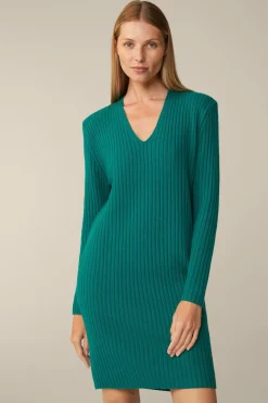 Schurwoll-Cashmeremix-Ripp-Strick-Kleid In