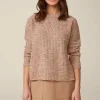 Schurwoll-Pullover Mit Cashmere In Kupfer-Ecru Gemustert