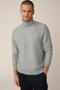 Schurwoll-Rollkragen-Pullover Amilo Mit Cashmere In Strukturiert