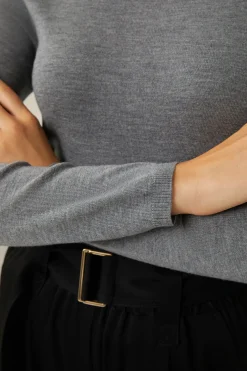 Schurwoll-Seidenmix-Rollkragen-Pullover In