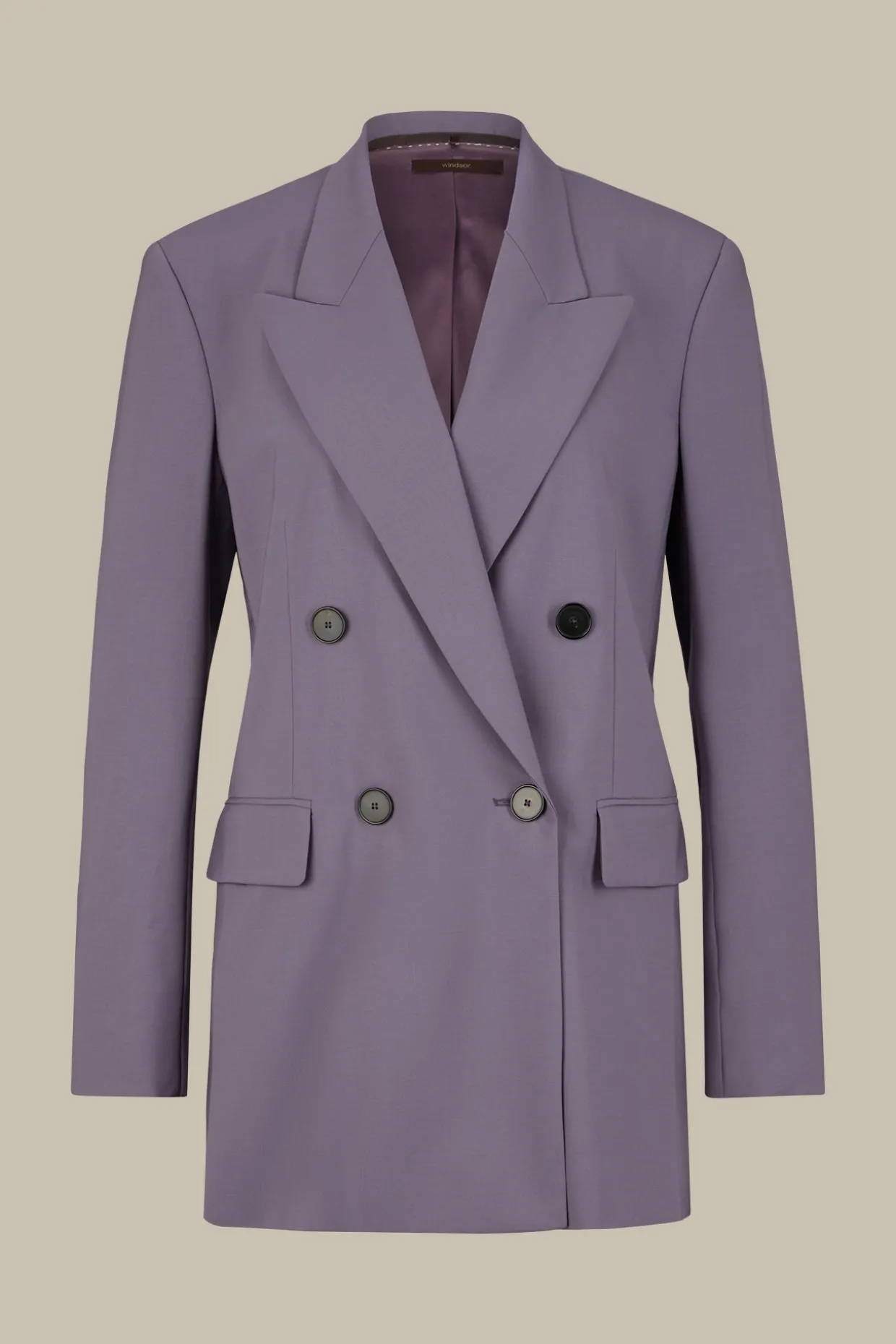 Schurwollstretch-Doppelreiher-Blazer In