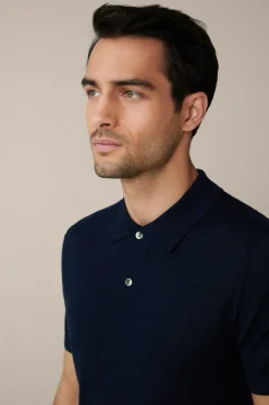 Schurwoll-Strick-Polo-Shirt Mit Seide Und Cashmere In
