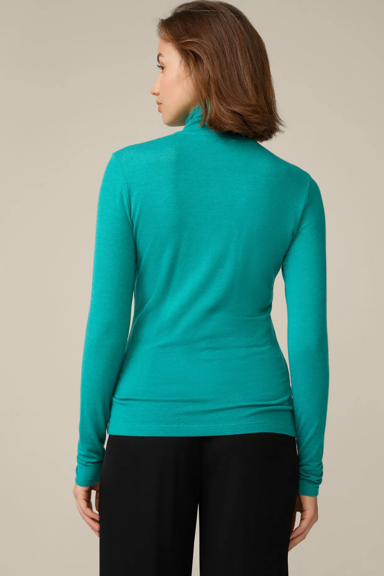 Tencel-Wollstretch-Rollkragen-Shirt In