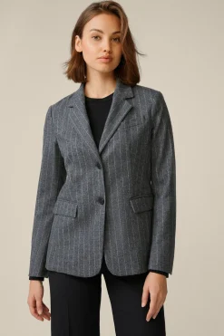 Wollmix-Blazer Mit Kreidestreifen In